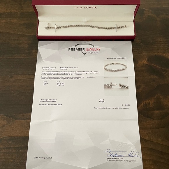 925 Sterling Silver Diamond Tennis Bracelet - Picture 8 of 11